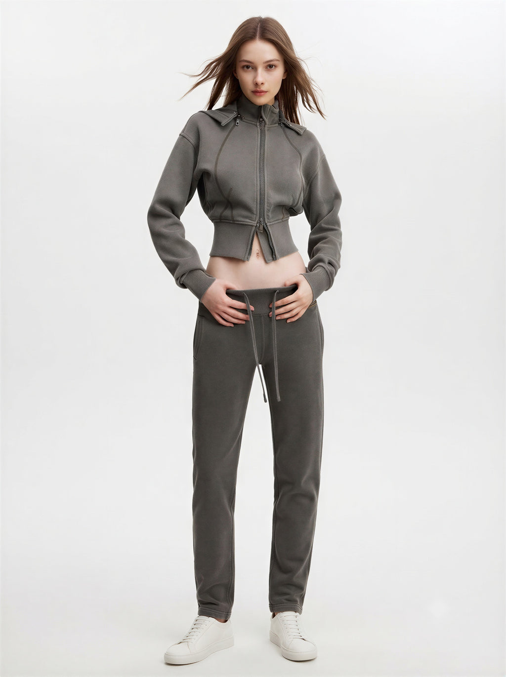 Vintage Washed Cropped Fleece Hoodie