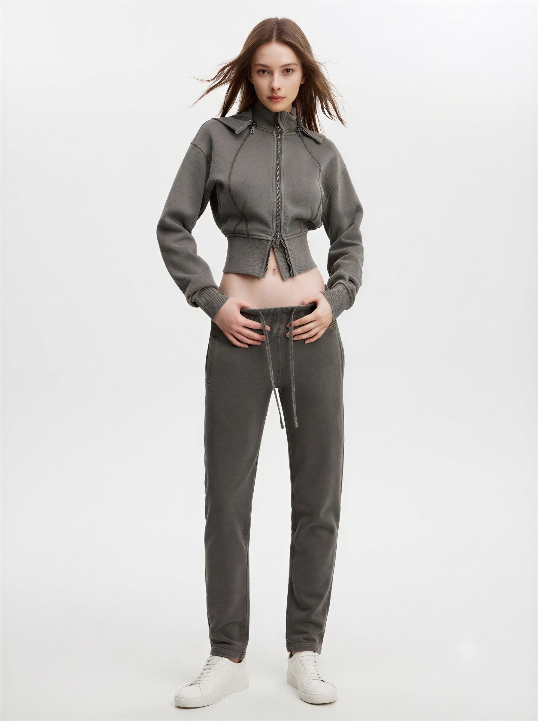 Vintage Washed Cropped Fleece Hoodie