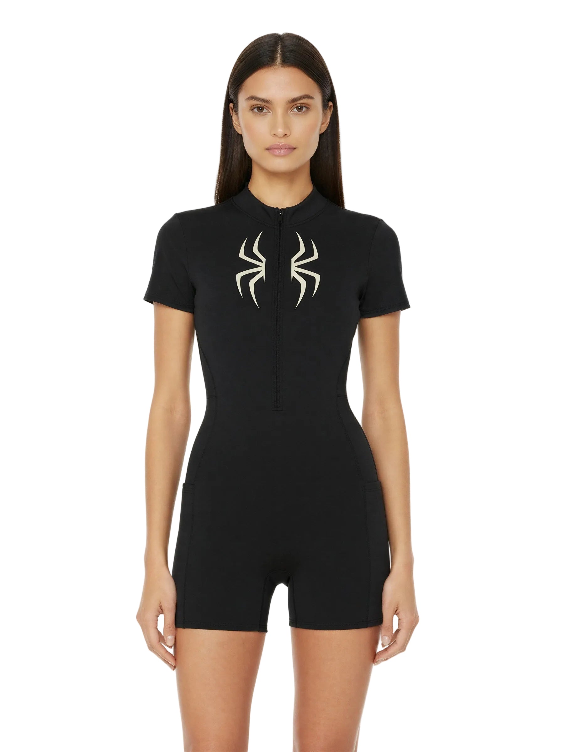 Women's Quarter-Zip Short Sleeve Romper